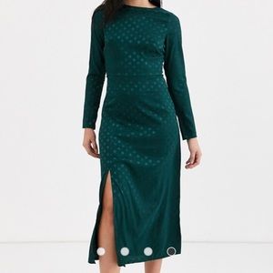 ASOS Green Long Sleeve Midi Dress